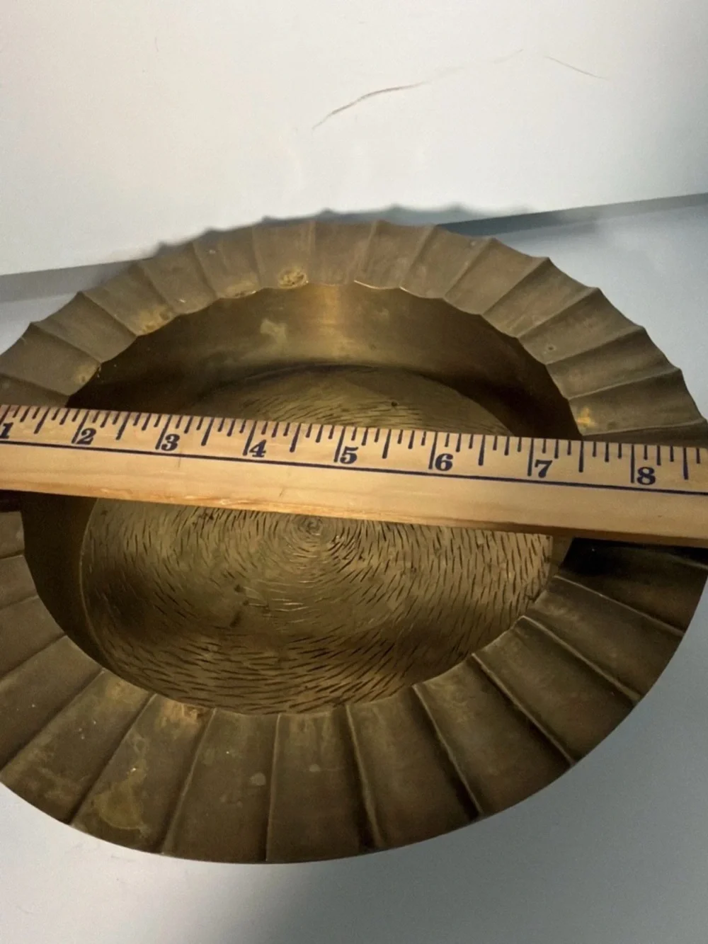 Large Decorative Brass Bowl - Scalloped Rim